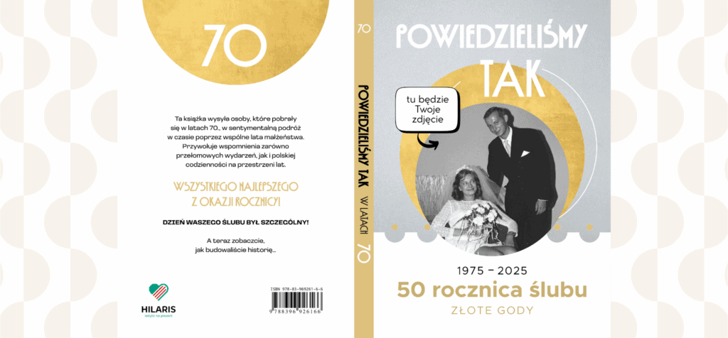 personalizowana obwoluta na książkę "Powiedzieliśmy tak w latach 70" - widok z lotu ptaka na całość